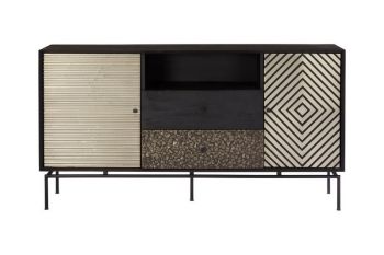 Boho 2 Door 2 Drawer Sideboard - Metal/Wood - L35 x W160 x H85 cm - Black