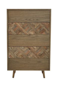 Salvar Five Drawer Chest - Metal/Wood - L45 x W70 x H114 cm - Natural