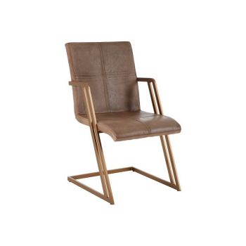 Buffalo Leather Dining Chair - Metal/Natural/Synthetic - L80 x W80 x H57 cm - Grey