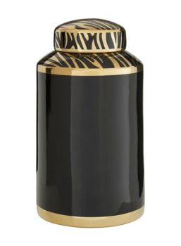 Calyse Small Jar - Ceramic - L19 x W19 x H32 cm - Black/Gold