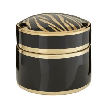 Calyse Large Trinket Box - Ceramic - L18 x W18 x H16.5 cm - Black/Gold