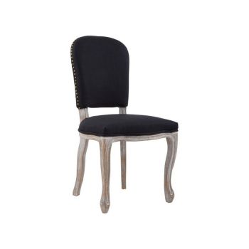 Kensington Townhouse Linen Dining Chair - Wood/Textile/Synthetic - L53 x W53 x H98 cm - Black/Natural