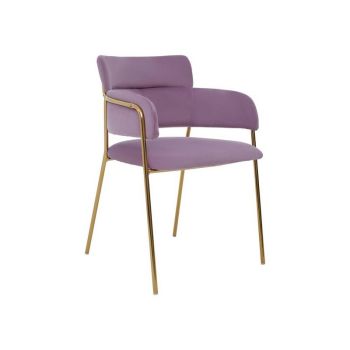 Tamzin Velvet Dining Chair - Metal/Synthetic/Textile/Wood - L54 x W55 x H77 cm - Gold/Pink