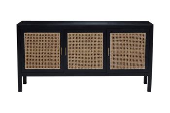 Corso Three Door Sideboard - Wood - L40 x W150 x H76 cm - Black/Natural