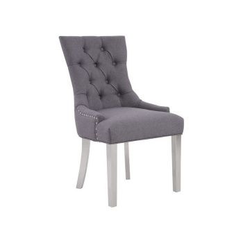 Richmond Dining Chair - Metal/Textile/Wood - L64 x W58 x H76 cm - Silver/Grey