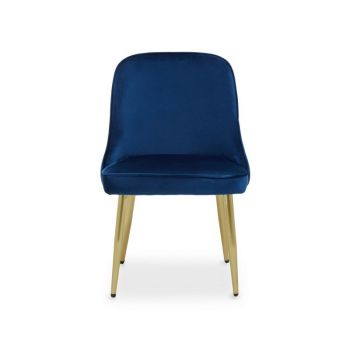 Demi Velvet Dining Chair - Metal/Synthetic/Textile - L57 x W54 x H83 cm - Blue