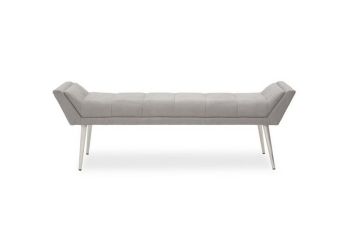 Gilden Bench with Angular Base - Metal/Wood/Textile - L46 x W150 x H50 cm - Silver/Grey