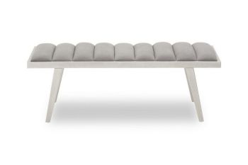 Gilden Bench with Splayed Legs - Metal/Wood/Textile - L45 x W120 x H44 cm - Silver/Grey