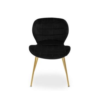 Warton Velvet Dining Chair - Metal/Wood/Textile/Synthetic - L57 x W52 x H79 cm - Black/Gold