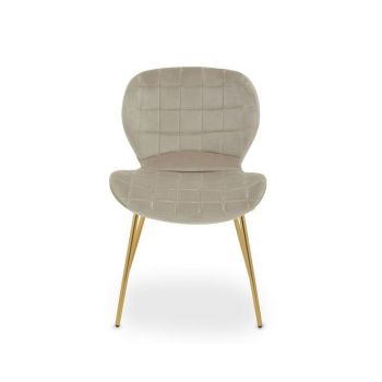 Warton Velvet Dining Chair - Metal/Wood/Textile/Synthetic - L57 x W52 x H79 cm - Gold