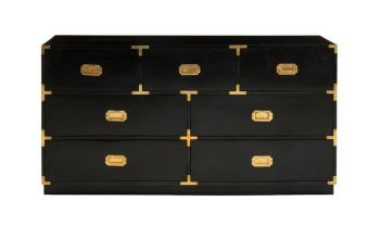 Sarter Seven Drawer Chest - Mango Wood - L43 x W145 x H77 cm - Black/Gold