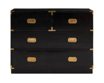 Sarter Four Drawer Chest - Mango Wood - L43 x W98 x H77 cm - Black/Gold