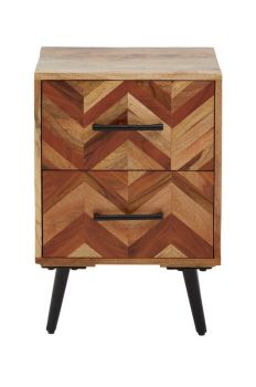 Boho Two Drawer Chest - Mango Metal/Wood - L30 x W40 x H60 cm - Black/Natural
