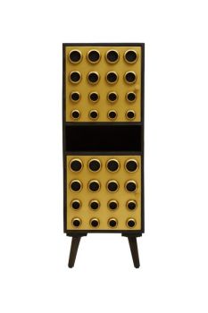 Arti Two Drawer Tall Cabinet - Wood - L35.5 x W45 x H124 cm - Gold/Brown