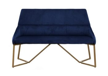 Vieste Midnight Velvet Bench - Metal/Wood/Textile - L68 x W140 x H94 cm - Blue
