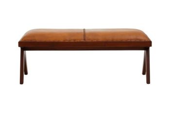 Inca Bench with Inverted Base - Wood/Synthetic/Textile - L41 x W120 x H46 cm - Brown