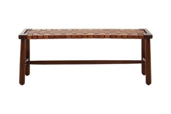 Inca Strapped Bench - Wood/Textile - L43 x W124 x H48 cm - Brown