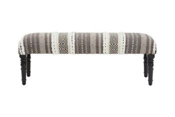 Cefena Bench - Wood/Textile - L40 x W120 x H40 cm - White/Grey/Brown