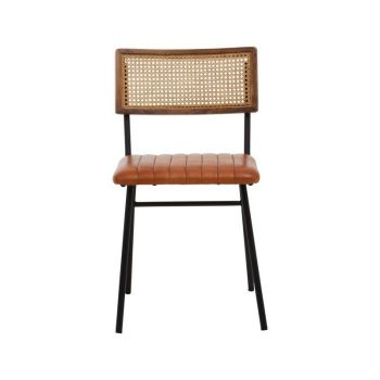 Buffalo Tan Leather Dining Chair - Metal/Wood/Synthetic/Textile - L53 x W44 x H78 cm - Black/Brown