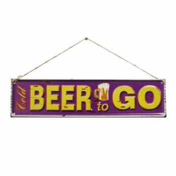 Beer To Go Slogan - Steel - W40 x H10 cm - Multicoloured