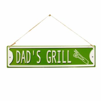 Dad's Grill Wall Sign - Steel - W40 x H10 cm - Green/White
