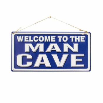 Welcome To The Man Cave Slogan - Steel - W40 x H20 cm - Multicoloured