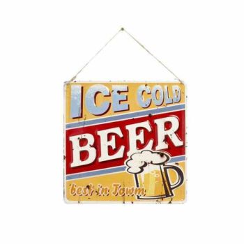 Ice Cold Beer Slogan - Steel - W30 x H30 cm - Multicoloured