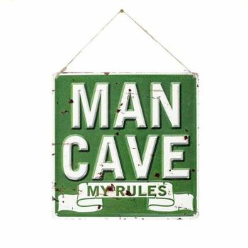 Man Cave My Rules Slogan - Steel - W30x H30 cm - Multicoloured