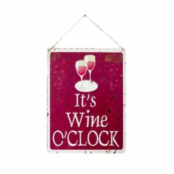 It's Wine O'Clock Slogan - Steel - W30 x H40 cm - Multicoloured