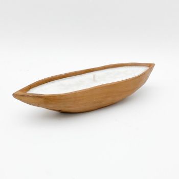 Root Boat Bowl with Candle - L40 x W15 x H8 cm - Teak