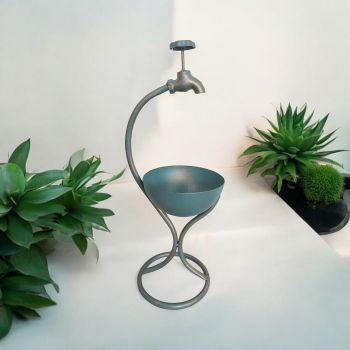 Garden Planter - Metal - L19 x W24 x H57 cm - Blue