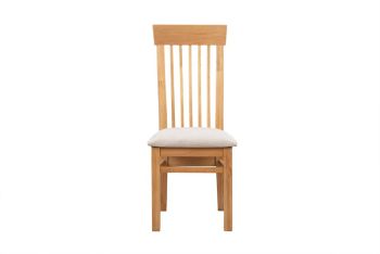 Sienna Pair of Valencia Dining Chairs - Fabric Seat - D45 x W49 x H107 cm - Oak