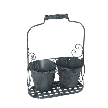 2 Decorative Basket Pot Holder - L15 x W30 x H30 cm - White