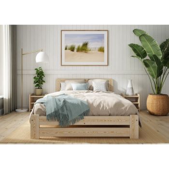 Small Double Size Bed Frame - Wood - L197 x W128 x H80 cm - Pine