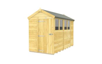 5 x 10 Feet Apex Shed - Single Door With Windows - Wood - L302 x W147 x H217 cm