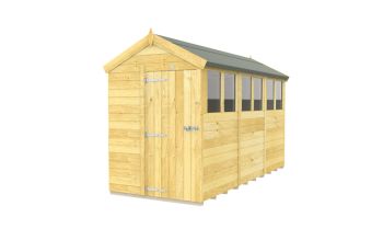 5 x 12 Feet Apex Shed - Single Door With Windows - Wood - L358 x W147 x H217 cm