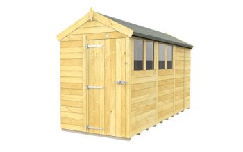 5 x 13 Feet Apex Shed - Single Door With Windows - Wood - L387 x W147 x H217 cm
