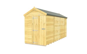 5 x 14 Feet Apex Shed - Single Door Without Windows - Wood - L417 x W147 x H217 cm