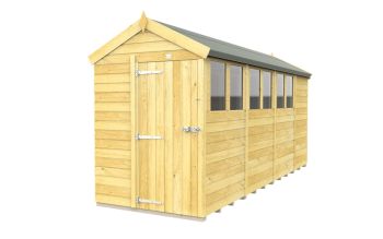 5 x 15 Feet Apex Shed - Single Door With Windows - Wood - L454 x W147 x H217 cm