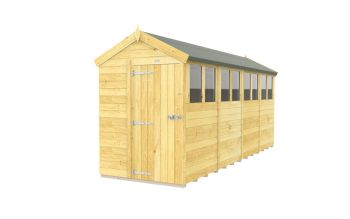 5 x 16 Feet Apex Shed - Single Door With Windows - Wood - L472 x W147 x H217 cm