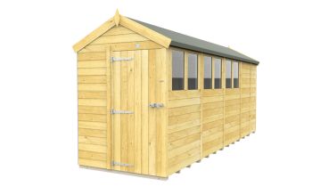 5 x 17 Feet Apex Shed - Single Door With Windows - Wood - L503 x W147 x H217 cm