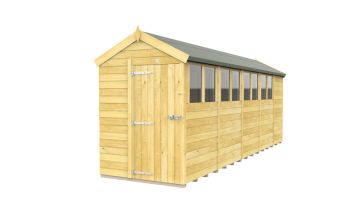 5 x 19 Feet Apex Shed - Single Door With Windows - Wood - L560 x W147 x H217 cm