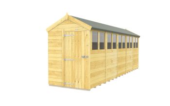 5 x 20 Feet Apex Shed - Single Door With Windows - Wood - L592 x W147 x H217 cm