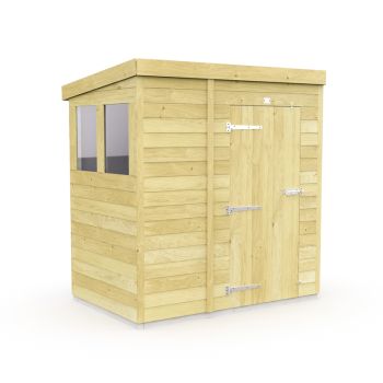 5 x 4 Feet Pent Shed - Single Door With Windows - Wood - L118 x W158 x H201 cm