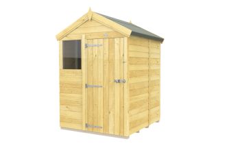 5 x 5 Feet Apex Shed - Single Door With Windows - Wood - L158 x W147 x H217 cm