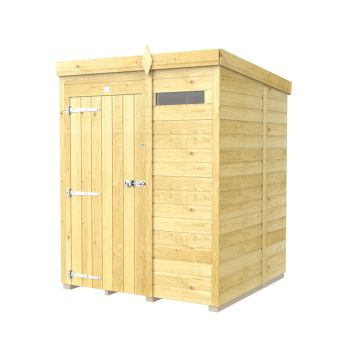 5 x 5 Feet Pent Security Shed - Single Door - Wood - L147 x W158 x H201 cm