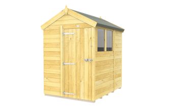 5 x 6 Feet Apex Shed - Single Door With Windows - Wood - L187 x W147 x H217 cm