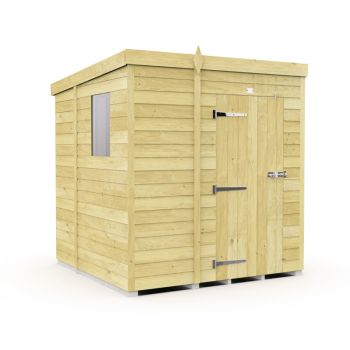 5 x 6 Feet Pent Shed - Single Door With Windows - Wood - L178 x W158 x H201 cm