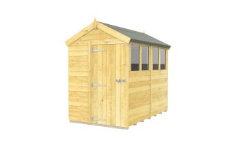 5 x 8 Feet Apex Shed - Single Door With Windows - Wood - L243 x W147 x H217 cm