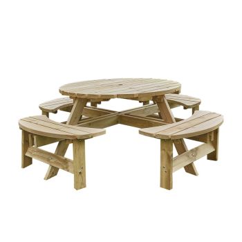 Appleton Round Picnic Bench - Timber - L20.25 x W20.25 x H6.95 cm - Natural